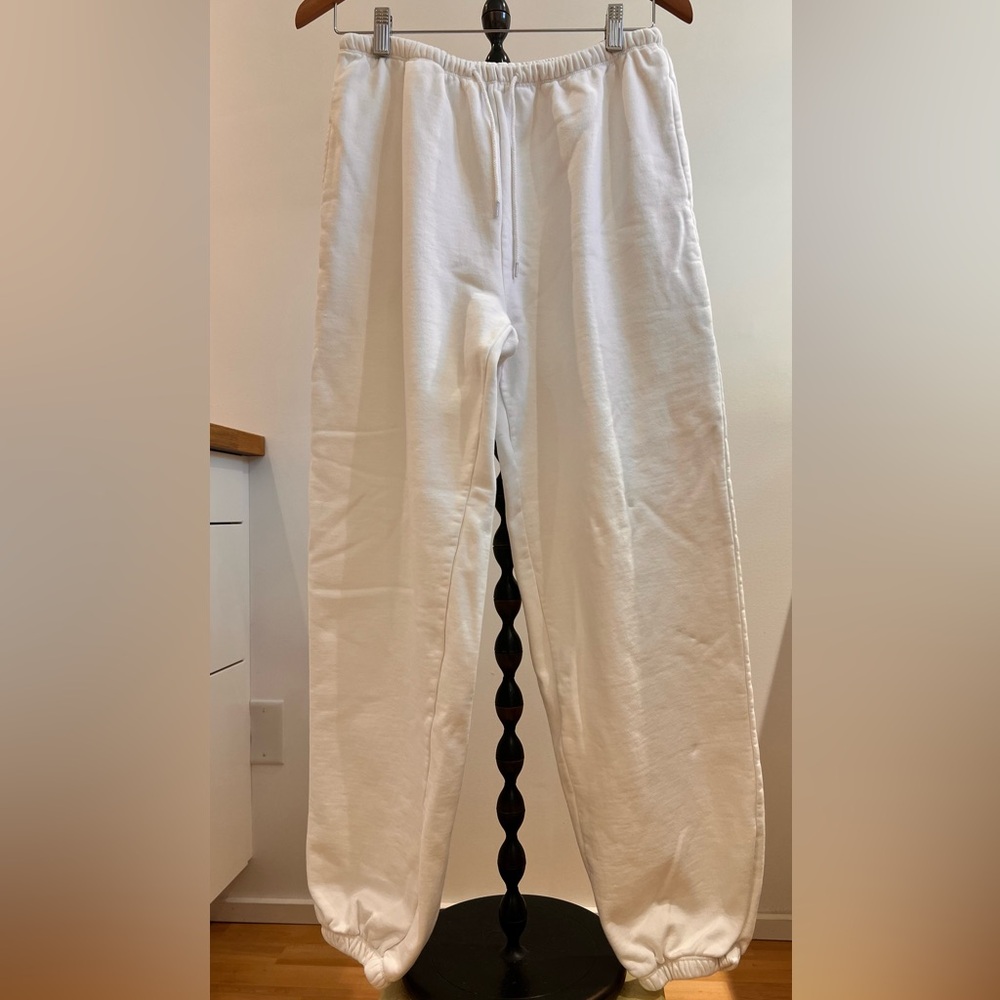 J. Galt White Cotton Blend Joggers